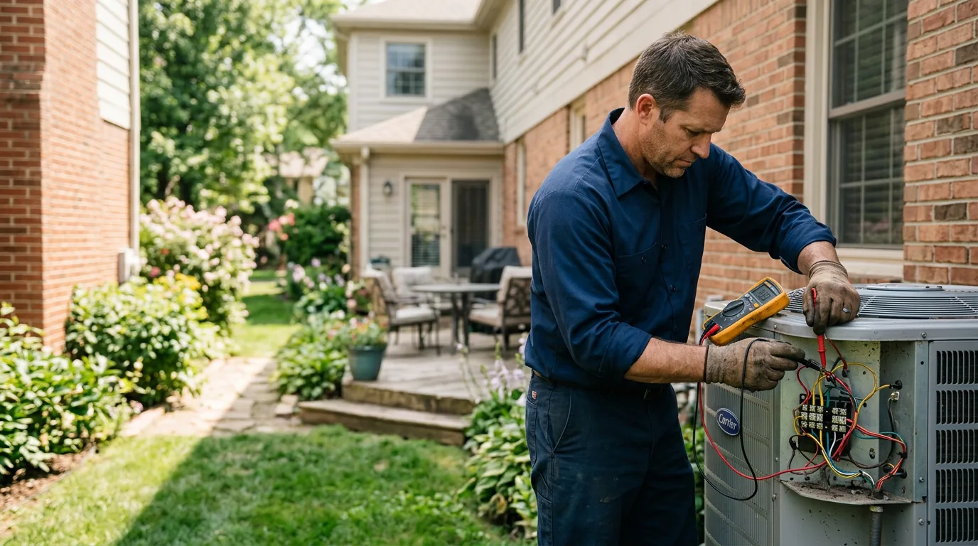 HVAC technician working near Cement, OK